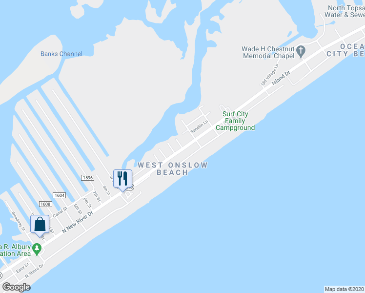 map of restaurants, bars, coffee shops, grocery stores, and more near 1319 Highway 210 in Sneads Ferry