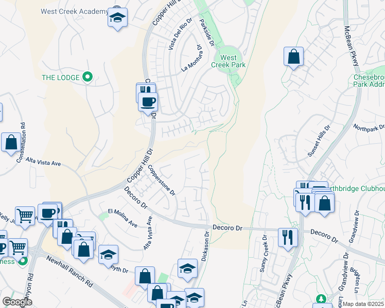 map of restaurants, bars, coffee shops, grocery stores, and more near 24229 English Rose Place in Los Angeles County