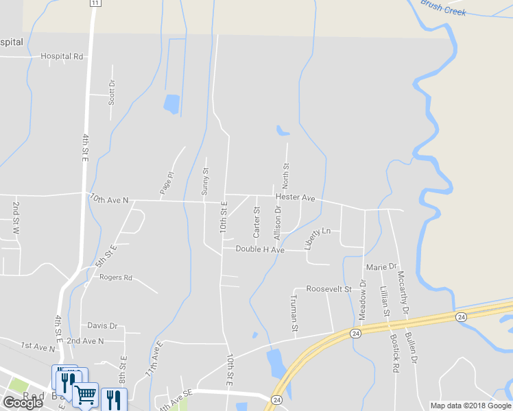 map of restaurants, bars, coffee shops, grocery stores, and more near 722 Carter Street in Red Bay
