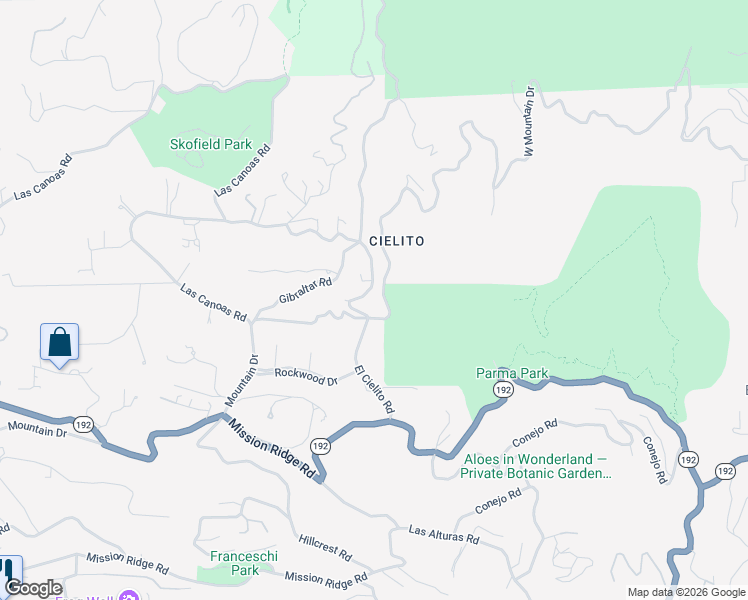 map of restaurants, bars, coffee shops, grocery stores, and more near 272 El Cielito Road in Santa Barbara