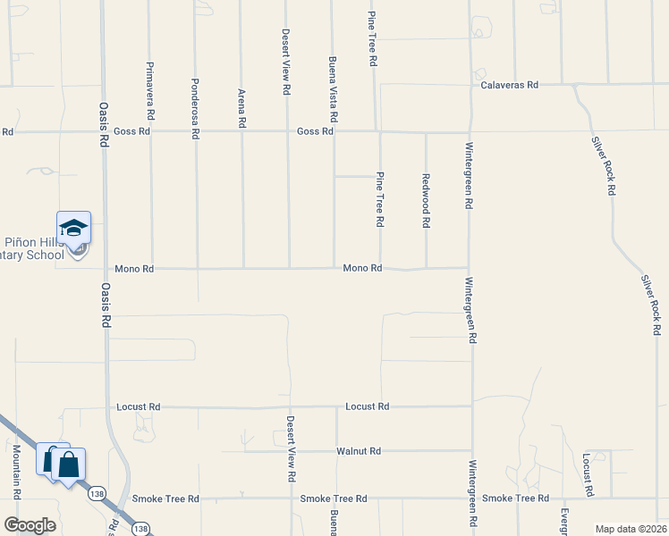 map of restaurants, bars, coffee shops, grocery stores, and more near Buena Vista Road in Pinon Hills