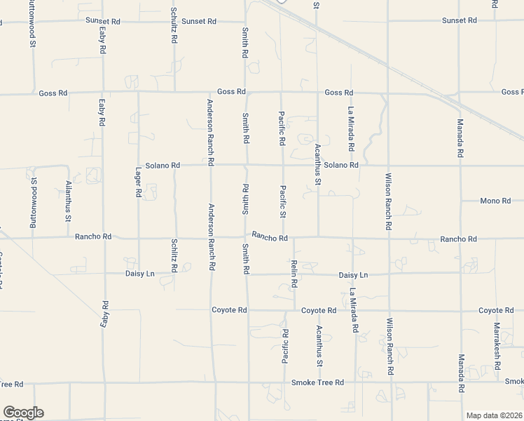 map of restaurants, bars, coffee shops, grocery stores, and more near 6151 Solano Road in Phelan