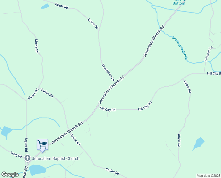 map of restaurants, bars, coffee shops, grocery stores, and more near 2099 Jerusalem Church Road in Jasper
