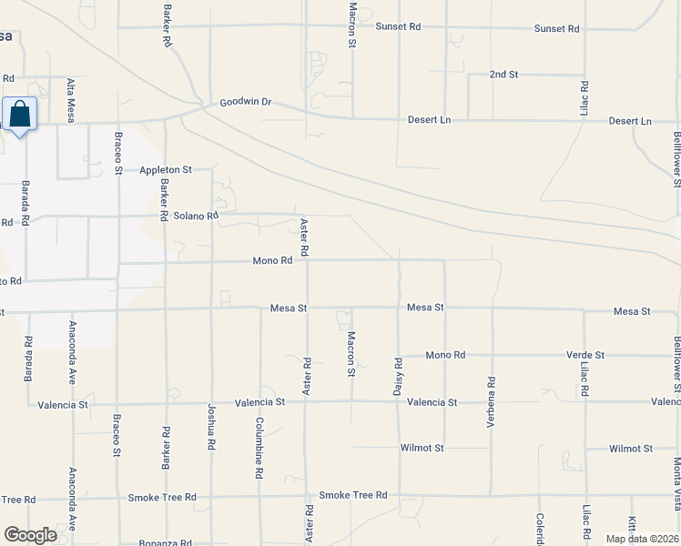 map of restaurants, bars, coffee shops, grocery stores, and more near 10575 Mono Road in Victorville