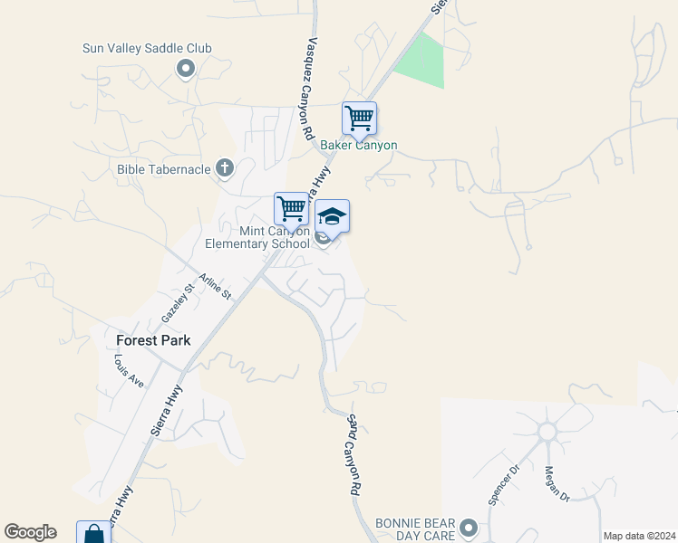 map of restaurants, bars, coffee shops, grocery stores, and more near 30000 Sand Canyon Road in Los Angeles County