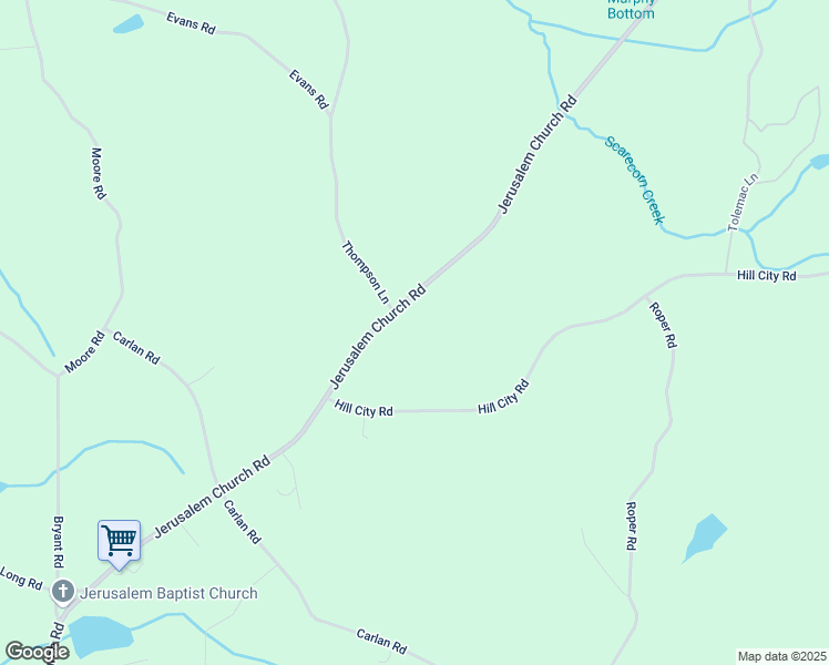 map of restaurants, bars, coffee shops, grocery stores, and more near 2099 Jerusalem Church Road in Jasper