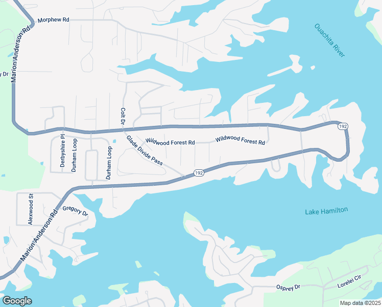 map of restaurants, bars, coffee shops, grocery stores, and more near 144 Wildwood Forest Road in Hot Springs