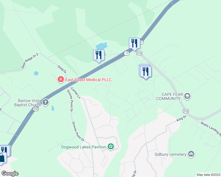 map of restaurants, bars, coffee shops, grocery stores, and more near in Surf City