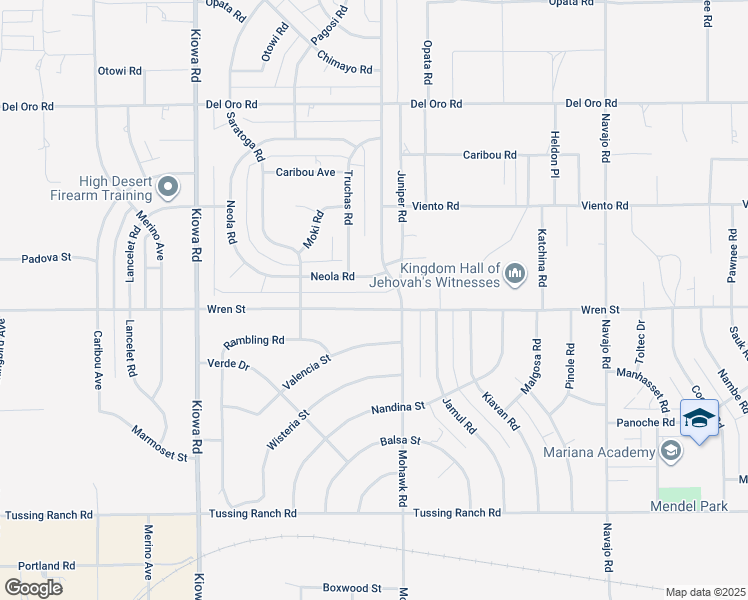 map of restaurants, bars, coffee shops, grocery stores, and more near 21246 Wren Street in Apple Valley