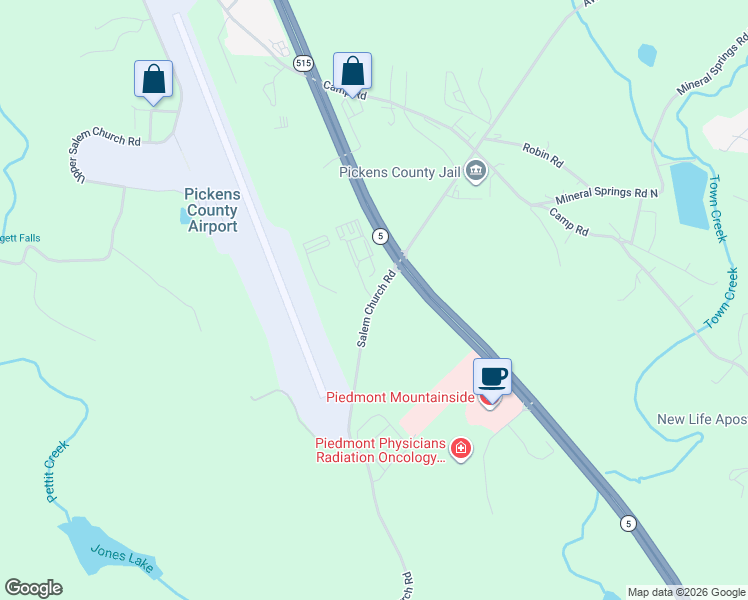 map of restaurants, bars, coffee shops, grocery stores, and more near 137 Salem Church Road in Jasper