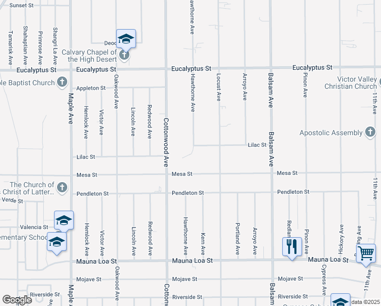 map of restaurants, bars, coffee shops, grocery stores, and more near in Hesperia