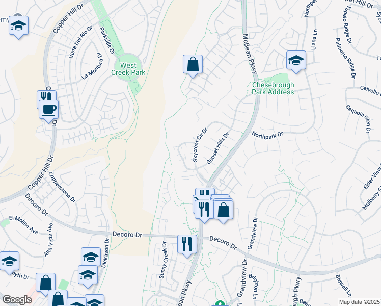 map of restaurants, bars, coffee shops, grocery stores, and more near 27879 Skycrest Circle Drive in Santa Clarita