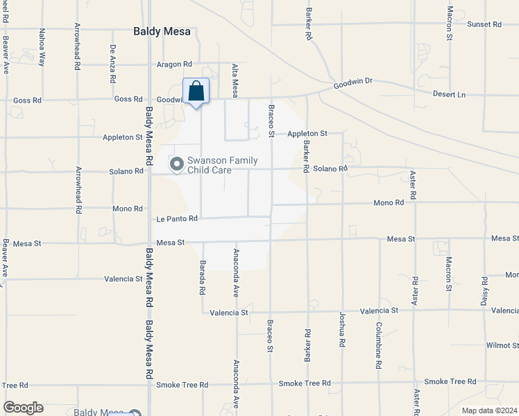 map of restaurants, bars, coffee shops, grocery stores, and more near 10014 La Panto Road in Victorville