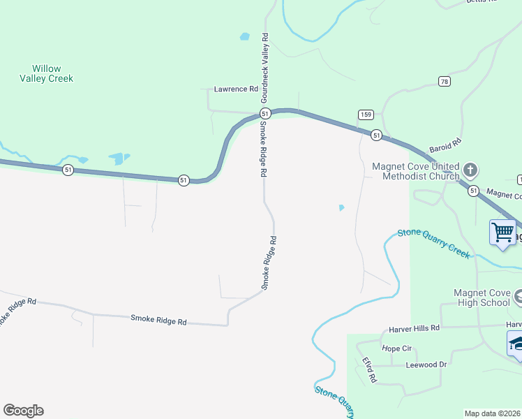 map of restaurants, bars, coffee shops, grocery stores, and more near 2133 Smoke Ridge Road in Malvern