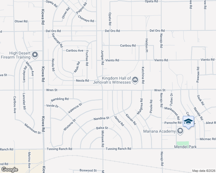 map of restaurants, bars, coffee shops, grocery stores, and more near 21338 Wren Street in Apple Valley