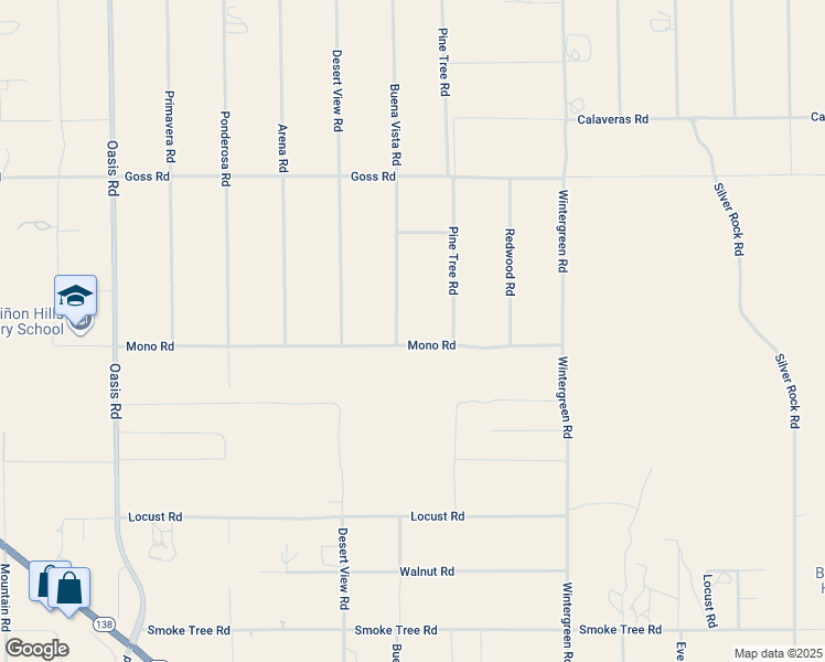 map of restaurants, bars, coffee shops, grocery stores, and more near 11025 Buena Vista Road in Piñon Hills