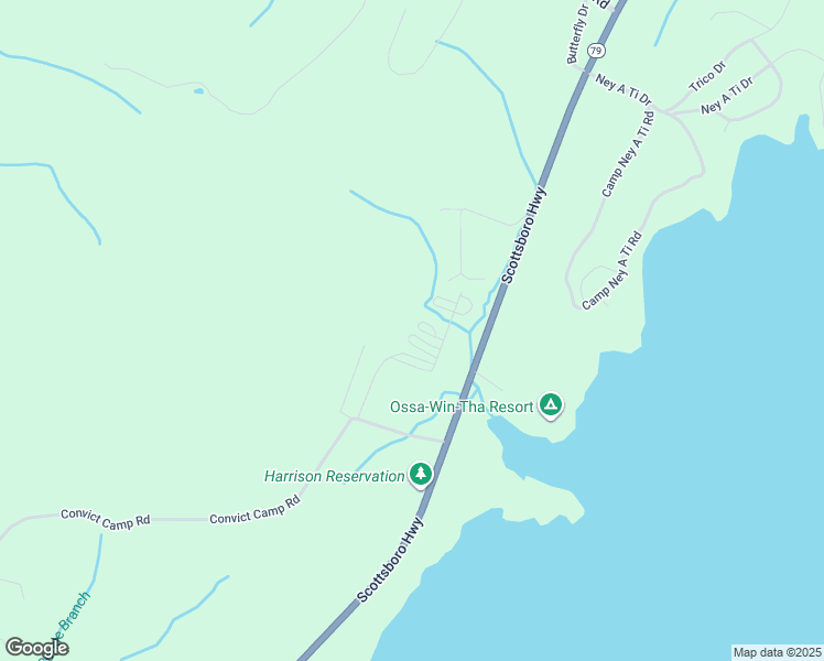 map of restaurants, bars, coffee shops, grocery stores, and more near 40 Convict Camp Road in Guntersville