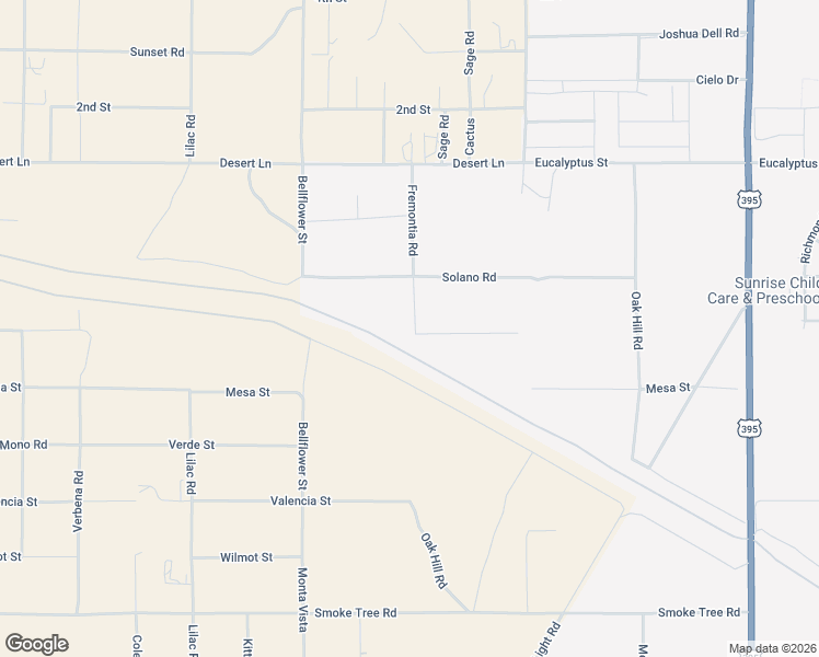 map of restaurants, bars, coffee shops, grocery stores, and more near 9915 La Panto Road in Victorville