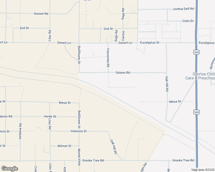 map of restaurants, bars, coffee shops, grocery stores, and more near 9915 La Panto Road in Victorville