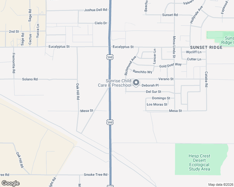 map of restaurants, bars, coffee shops, grocery stores, and more near 12163 Del Sur Street in Victorville