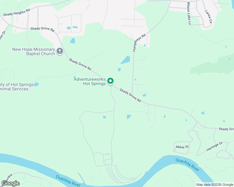 map of restaurants, bars, coffee shops, grocery stores, and more near 1700 Shady Grove Road in Hot Springs