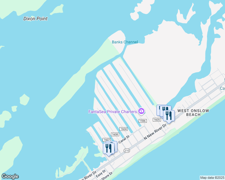 map of restaurants, bars, coffee shops, grocery stores, and more near 6088 6th Street in Surf City