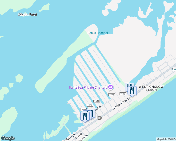 map of restaurants, bars, coffee shops, grocery stores, and more near 6088 6th Street in Surf City
