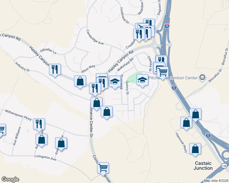 map of restaurants, bars, coffee shops, grocery stores, and more near 28029 Sturbridge Dr in Castaic