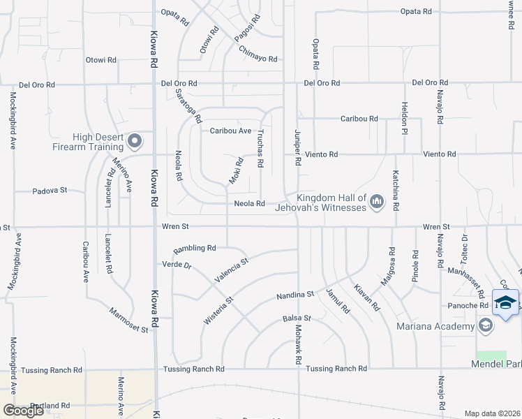 map of restaurants, bars, coffee shops, grocery stores, and more near 21195 Neola Road in Apple Valley