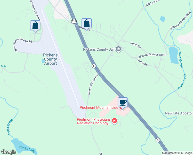 map of restaurants, bars, coffee shops, grocery stores, and more near 137-221 Salem Church Road in Jasper