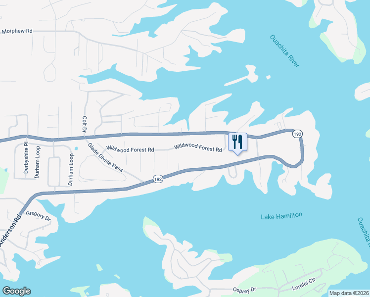 map of restaurants, bars, coffee shops, grocery stores, and more near 129 Wildwood Forest Road in Rockwell
