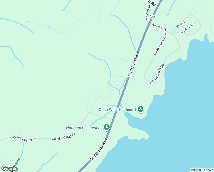 map of restaurants, bars, coffee shops, grocery stores, and more near 40 Convict Camp Road in Guntersville