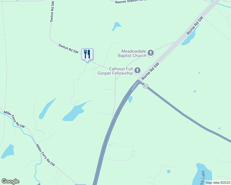 map of restaurants, bars, coffee shops, grocery stores, and more near 128 Andrea Drive in Calhoun