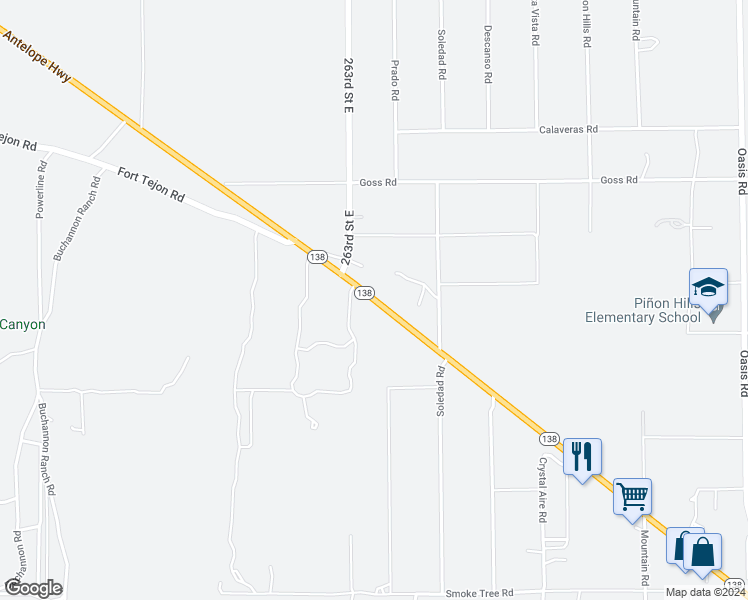 map of restaurants, bars, coffee shops, grocery stores, and more near 6 California 138 in Pinon Hills