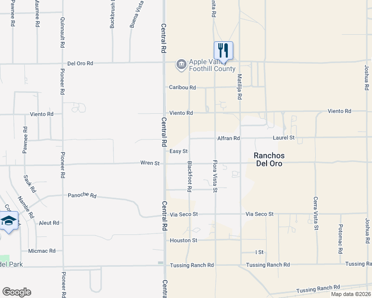 map of restaurants, bars, coffee shops, grocery stores, and more near 10954 Blackfoot Road in Apple Valley