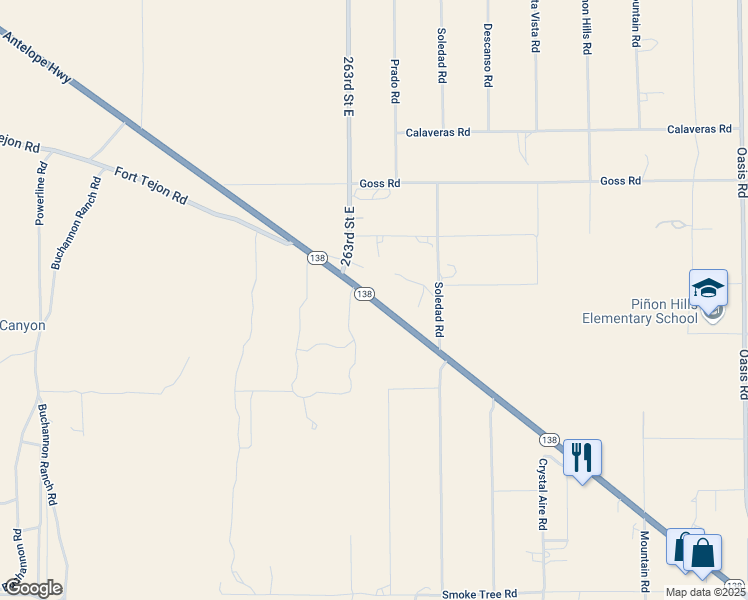 map of restaurants, bars, coffee shops, grocery stores, and more near 29 California 138 in Piñon Hills