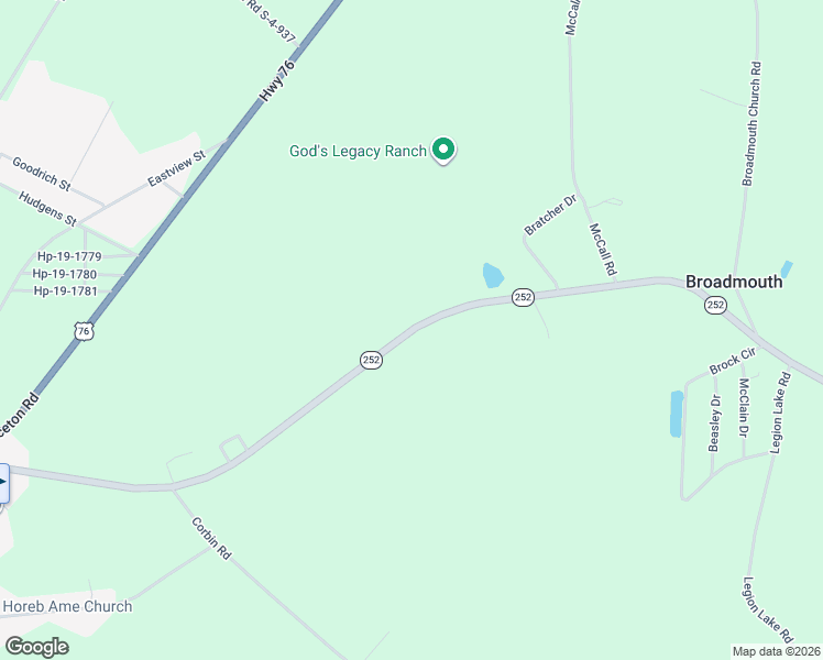 map of restaurants, bars, coffee shops, grocery stores, and more near 8222 South Carolina 252 in Honea Path