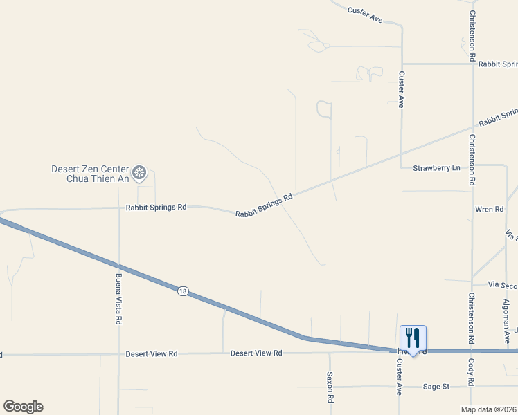 map of restaurants, bars, coffee shops, grocery stores, and more near 30776 Rabbit Springs Road in Lucerne Valley