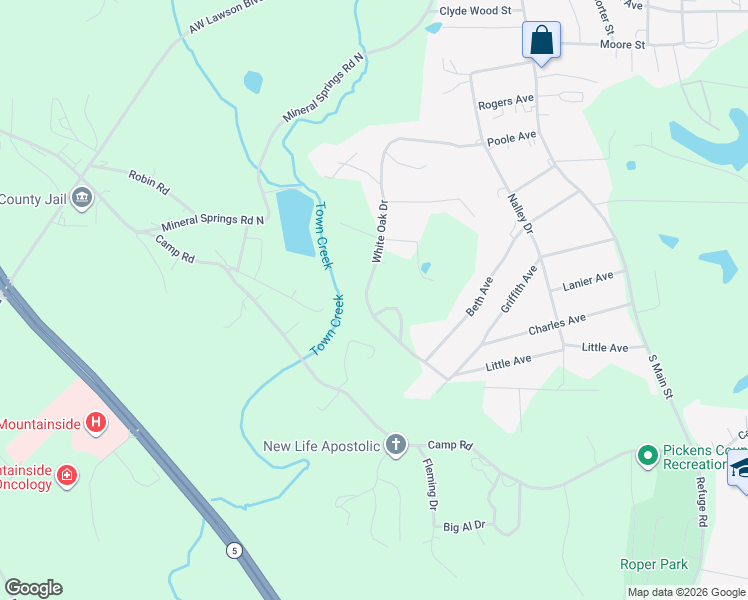 map of restaurants, bars, coffee shops, grocery stores, and more near 70 Sweet Gum Circle in Jasper