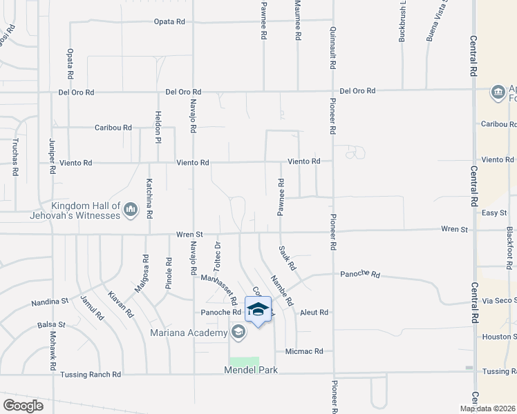 map of restaurants, bars, coffee shops, grocery stores, and more near 10973 Nambe Road in Apple Valley