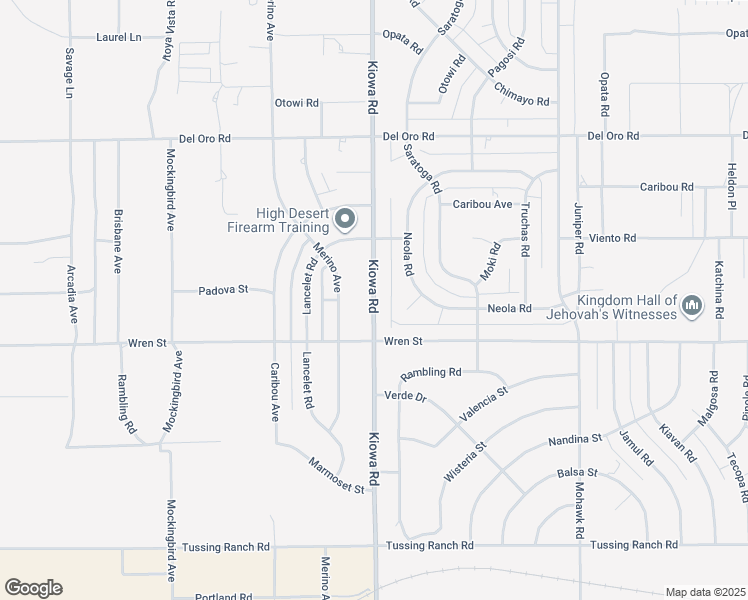 map of restaurants, bars, coffee shops, grocery stores, and more near Kiowa Road in Apple Valley