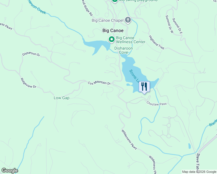 map of restaurants, bars, coffee shops, grocery stores, and more near Hillside Way in Pickens County