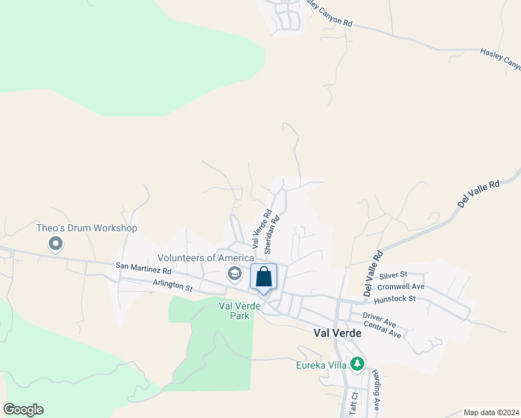 map of restaurants, bars, coffee shops, grocery stores, and more near 29253 Val Verde Road in Castaic