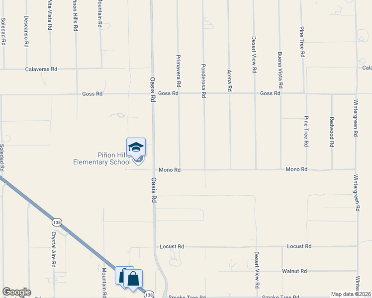 map of restaurants, bars, coffee shops, grocery stores, and more near 11073 Primavera Road in Piñon Hills