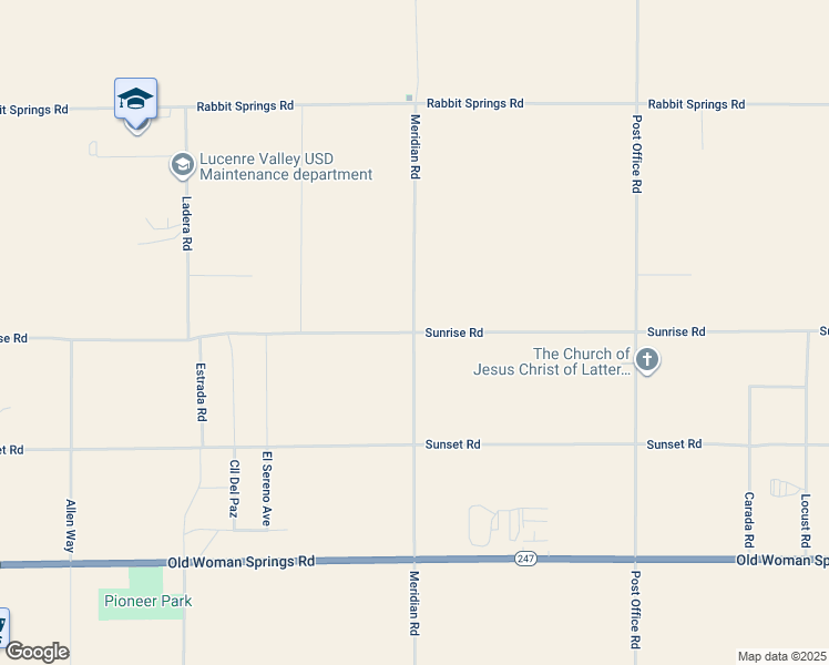map of restaurants, bars, coffee shops, grocery stores, and more near Meridian Road in Lucerne Valley