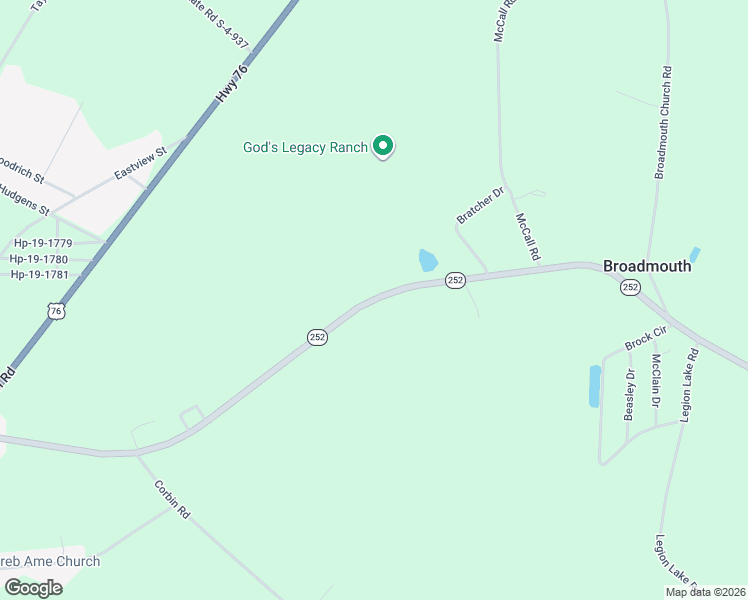 map of restaurants, bars, coffee shops, grocery stores, and more near 8297 South Carolina 252 in Honea Path