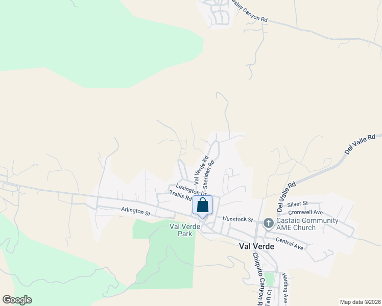 map of restaurants, bars, coffee shops, grocery stores, and more near Bonita Avenue in Val Verde