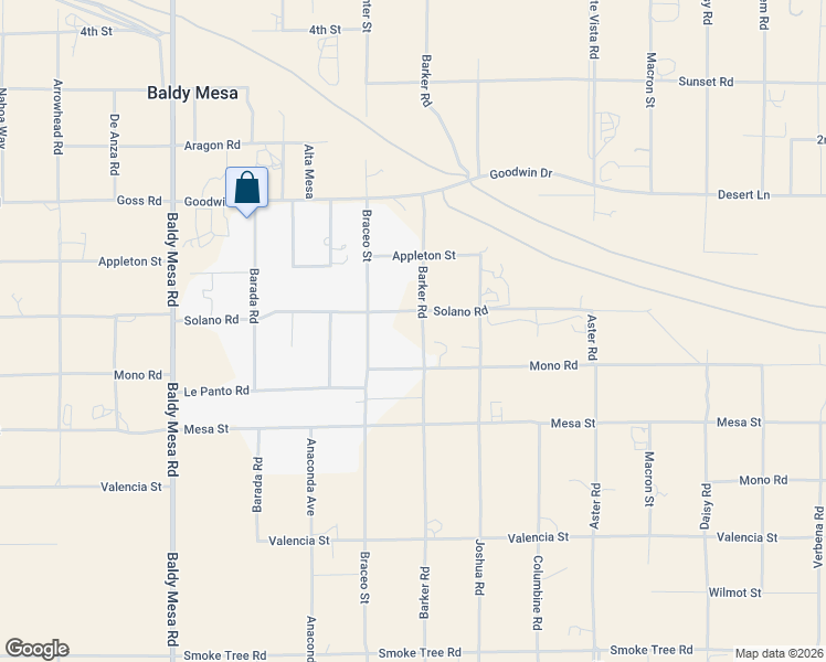 map of restaurants, bars, coffee shops, grocery stores, and more near 10201-10299 Solano Road in Victorville