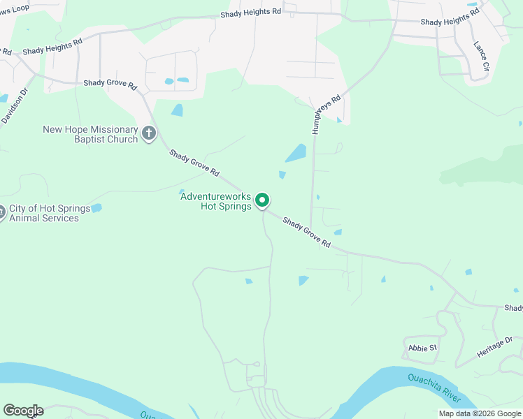 map of restaurants, bars, coffee shops, grocery stores, and more near 1700 Shady Grove Road in Hot Springs