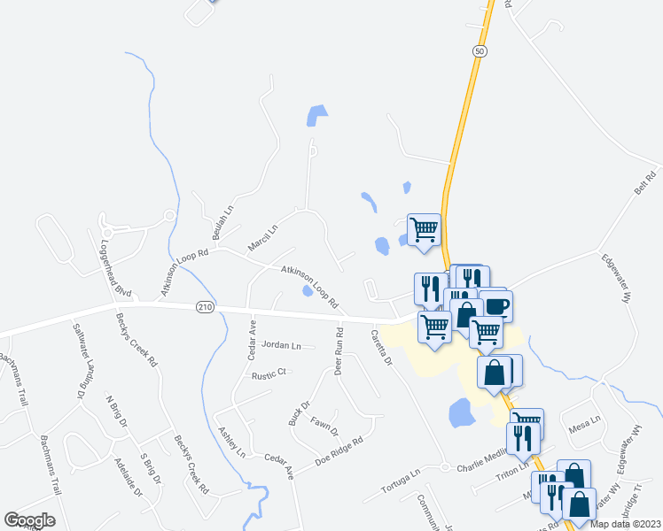 map of restaurants, bars, coffee shops, grocery stores, and more near 142 Marcil Lane in Hampstead
